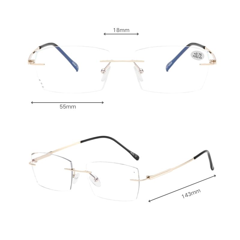 rimless reading glasses