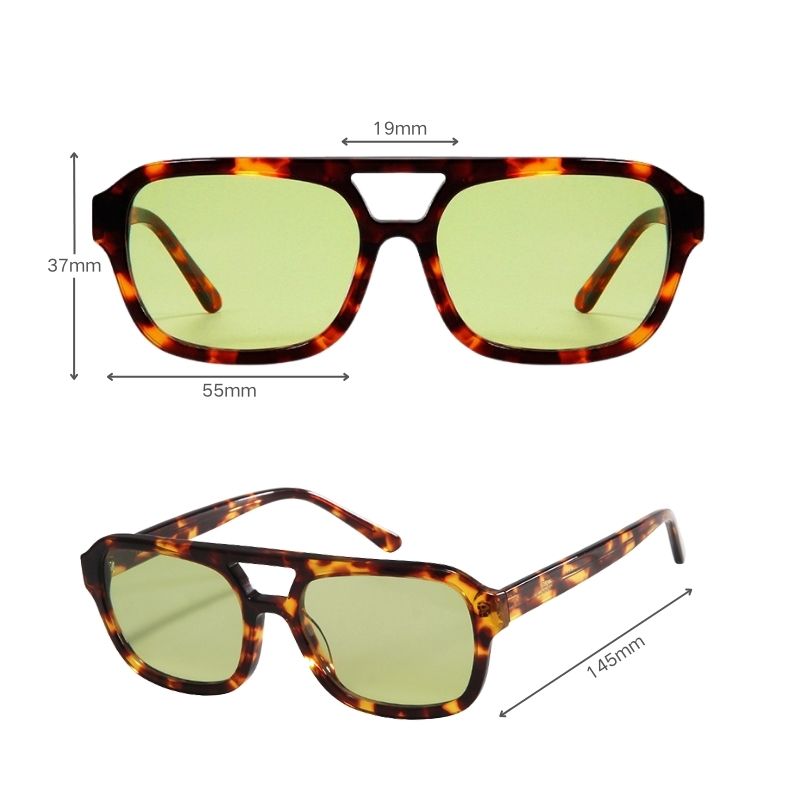 tortoise frame green lens sunglasses