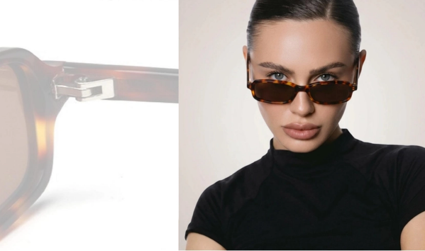 acetate sunglasses featuring a slim rectangular frame