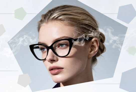 Woman wearing black cat-eye glasses